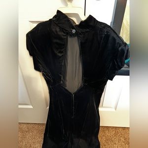 Knee length black velvet dress